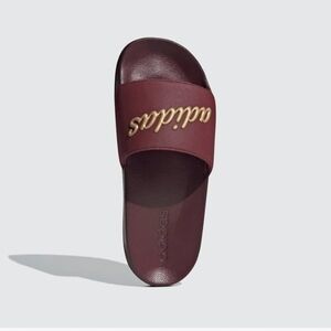 Adidas Burgundy Slide Sandals